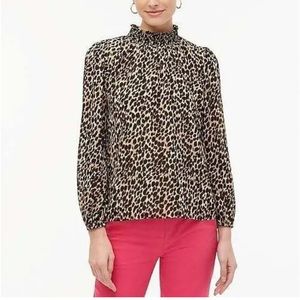 J.Crew Small Leopard long-sleeve mockneck top